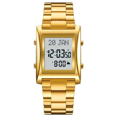 SKMEI-LED Chain Strapped Digital Azan & Qibla Muslim Watch for Men