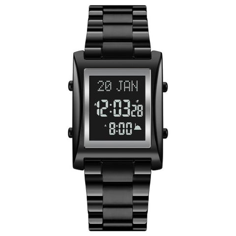 SKMEI-LED Chain Strapped Digital Azan & Qibla Muslim Watch for Men
