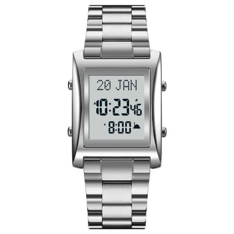 SKMEI-LED Chain Strapped Digital Azan & Qibla Muslim Watch for Men